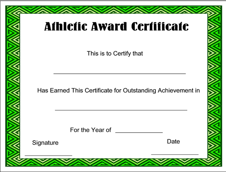 award certificate template. athletic award certificate