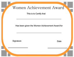 women achievement award certificate