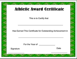 athletic award certificate
